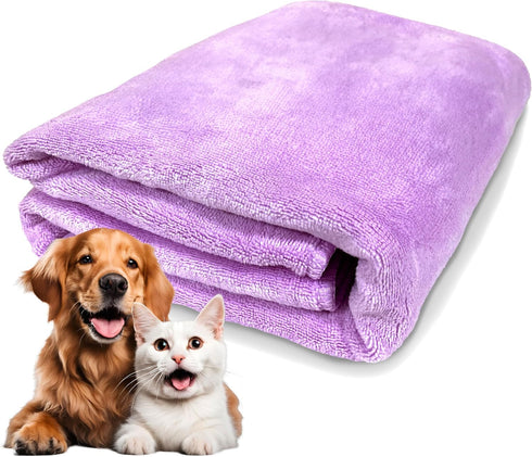 Dog Towel for Drying Dogs Large - Super Absorbent Microfiber Quick Dry Bath Grooming Towel (Purple)