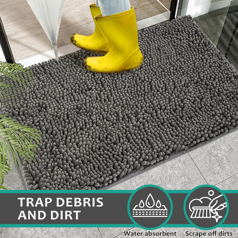 Washable Soft Microfiber Mud Mats for Dogs, Large Dirt Trapper Dog Rugs for Muddy Paws, Non-Slip Mud Mat for Home