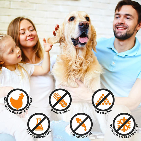 Emmy's 100% 8oz Best EBPP Chicken Jerky Dog Treats Made in USA - Natural Jerky Treats Made with Real Chicken - Grilled