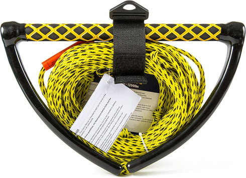 WOW Sports Watersports Rope - 65 ft for Wakeboard, Wakesurf, & Water Skiers, UV Treated with Floating Handle