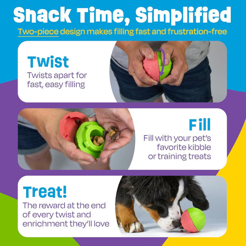 2 Brightkins Tough & Tumble Piece Watermelon Treat Dispenser - Interactive Dog Toys, Treat Dispensing Dog Toys, Slow