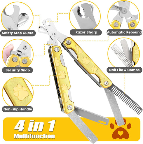 Pet Nail Clipper for Thick Nails - Heavy Duty Dog Toenail Clippers for Large Dogs with Nail File