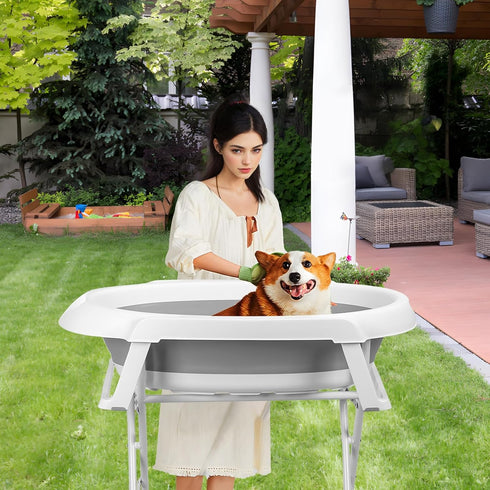 NEREIDS NET 2 1 in Dog Bath Tub Dog Washing Station for Bathing and Grooming, Elevated Collapsible Foldable Portable