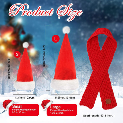 Rypet Dog Santa Hat and Scarf - Christmas Costumes for Small to Medium Dogs and Cats