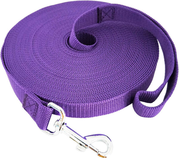 SALO Durable Nylon Training Dog Leash, 1 Inch Wide, 50ft Long for Obedience Training, Purple