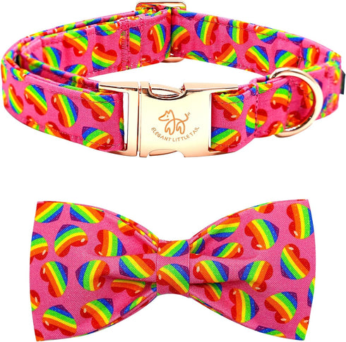 Elegant little tail Rainbow Dog Collar, Adjustable Pet Collar for Small Dogs, LGBT Pride Month Design