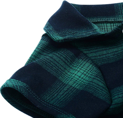 Koneseve Dog Shirt, Pet Plaid T-Shirt for Small Dog Cat, Cozy Halloween, Christmas Costumes (Green; XS)