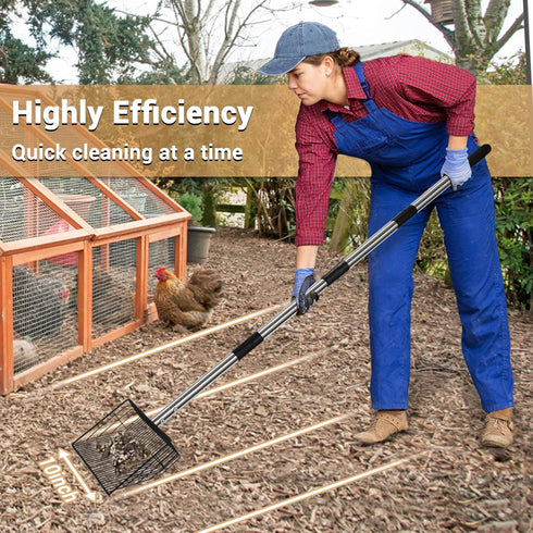 10inch 24 68" 4 1 Large Metal Chicken Poop Scooper, to Long Chicken Coop Litter Scoop with Stainless Steel Handle