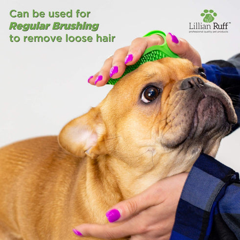 Lillian Ruff Dog Bath Brush, 2 Pack Flexible Rubber Shower Brush with Adjustable Strap