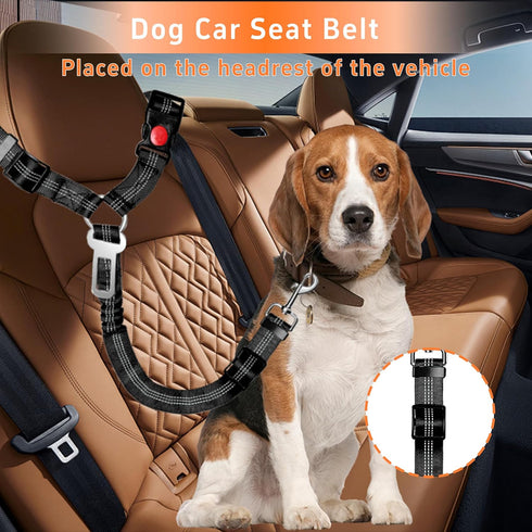 Set 3 Seyezo Dog Car Seat Belt - Piece Retractable Harness, Adjustable Reflective Seatbelt for Vehicle Headrests