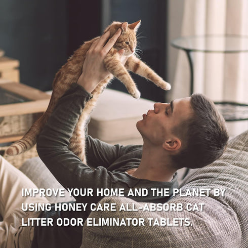 HONEY CARE All-Absorb Cat Litter Odor Eliminator Tablets, Long-Lasting Jasmine Fragrance (10pcs/Box=4-10 Weeks)