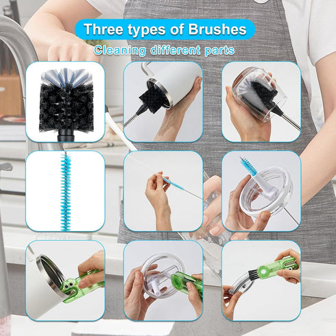 4 Pack Set, 3 1 Bottle Cleaner Including Long Water Bottle Clean, Straw Clean and in Multi Functions Clean, Suitable
