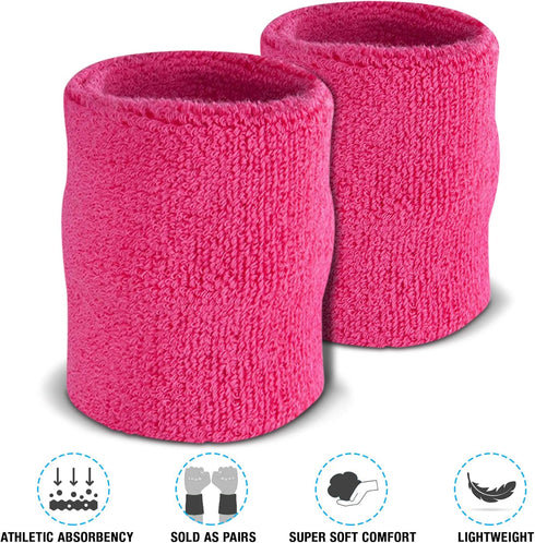 Suddora Arm Sweatbands - Absorbent and Breathable Thick Cotton Bands for Gym, Basketball, Multiuse