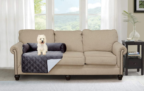 Brilliant Sunshine Premium Grey Silky Velvet Pet Sofa Bed, Waterproof Washable Couch Protector with Removable Bolster