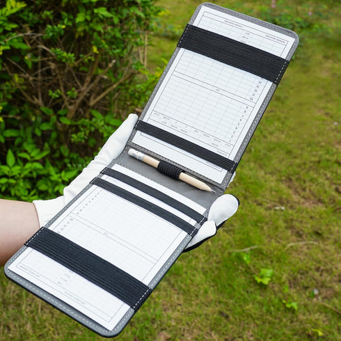 Golf Scorecard Holder & Yardage Book Cover, Premium Black Leather Golf Accessories