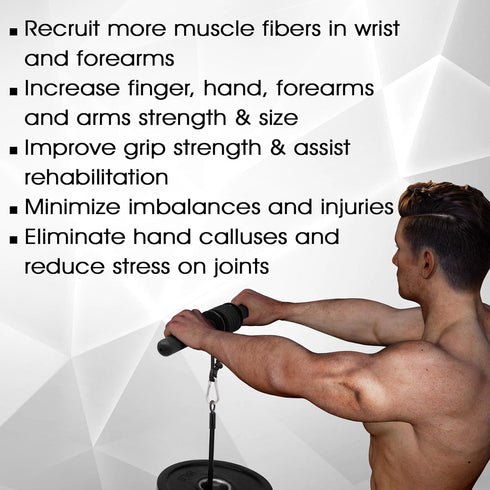 Yes4All Wrist and Forearm Blaster - Wrist Roller & Forearm Roller for Training, Fits 1-inch Standard & 2-inch Olympic