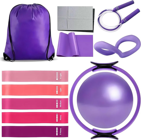 GQIRIL Pilates Equipment Set for Women - 12PCS Pilates Starter Accessories Kit with