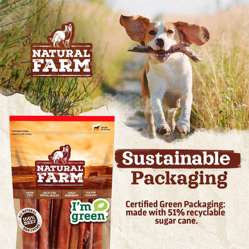 Natural Farm Extra-Thick Beef Tendons (4-6 Inch, 6 Pack), Supports Healthy Joints, Great for Dental Health, All Dog