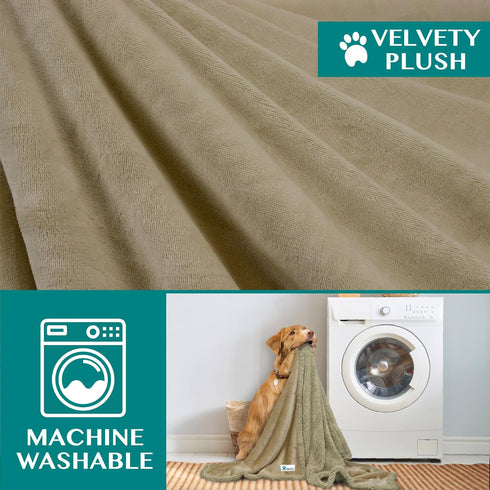 PetAmi Dog Blanket for Medium Large Dogs, Soft Sherpa Reversible Washable Fleece Furniture Protector, 40x60 Solid Taupe