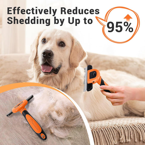 MIU COLOR Pet Grooming Brush - Deshedding Tool for Dogs & Cats, Reduces Shedding by up to 95%, Orange
