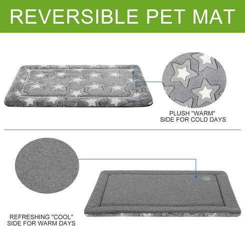 EMPSIGN Fancy Dog Bed Mat, Reversible Pet Bed Pad, Machine Washable Crate Pad for Small to XXX-Large Dogs, Grey