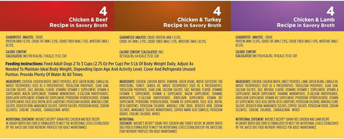 Nature’s Recipe Grain Free Wet Dog Food Variety Pack, Chicken & Beef, Chicken & Turkey, Chicken & Lamb, 2.75 Ounce