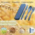 Reusable Travel Utensils Set with Case, Wheat Straw Portable Plastic Fork Spoons Knife Cutlery, Camping Eco-Friendly BPA Free Tableware for Kids Adults Work Picnic or Daily Use (Blue) by MaoMaoCha