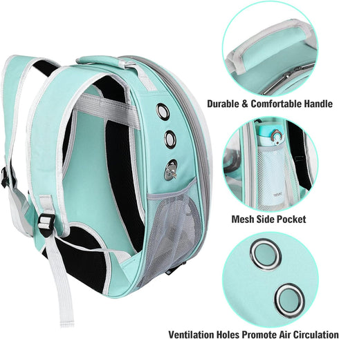 Bird Carrier Backpack Travel Cage with Perch, Clear Parrot Cockatiel Cage with Toy & Food Bowl for Small Pets