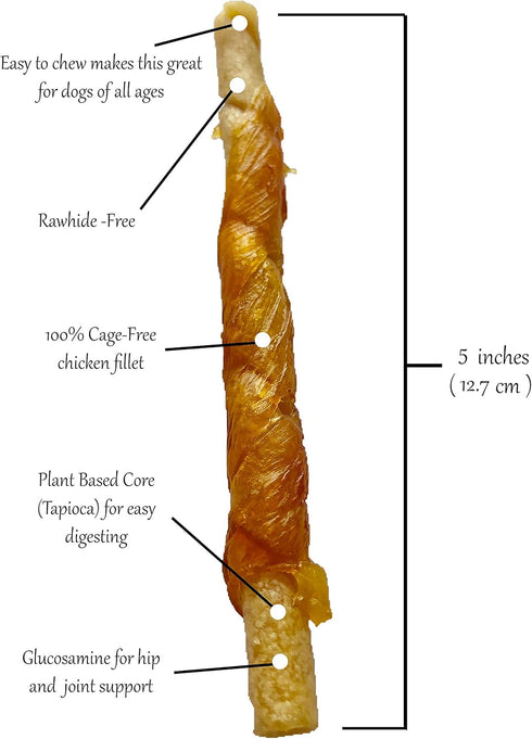 Rena's Recipe Chicken Twisty Sticks, 8 oz - Rawhide Free Chicken Wrapped Soft Chews