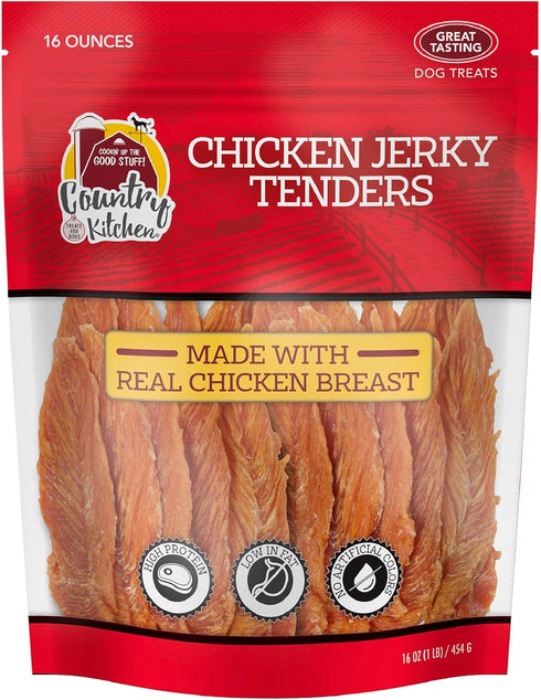 Country Kitchen Chicken Jerky Tender Dog Treats - 16 oz High Protein, Low Fat, No Artificial Colors