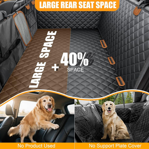420 lbs Hard Bottom Dog Seat Cover, Dog Car Seat Cover for Back Seat with Tablet Holder and Foldable Food Tray