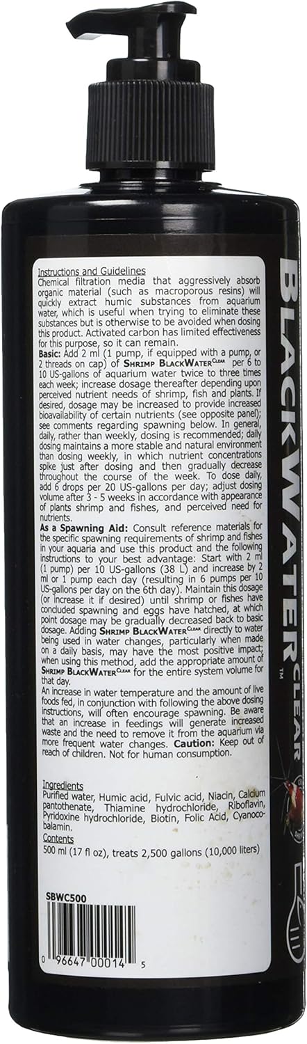 Brightwell Aquatics Blackwater Clear, Humic Substance Liquid for Freshwater Planted Aquariums, 500-ml