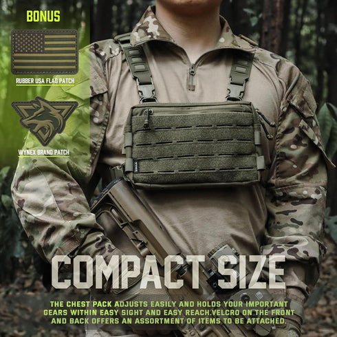 WYNEX Tactical Chest Rig Pack for Men - Running Chest Bag with Front Loop for Hunting and Outdoor EDC
