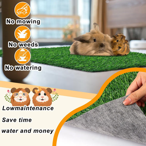 4 18 14 Inch Chinchillas Kigley Pcs Artificial Grass Guinea Pig Pee Pads Reusable x Rabbit Grass Mat Washable Turf Fake