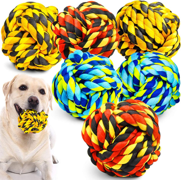 SHARLOVY Dog Chew Toys for Aggressive Chewers, Heavy Duty Balls for Large Dogs, Tough Twisted Dental Cotton Rope Toy