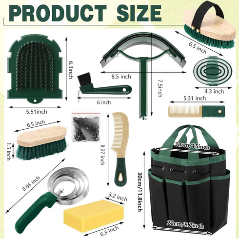 12 Sets Abbylike Piece Horse Grooming Kit with Organizer Tote Bag Brush for Derby Day Show Horses Professional Tools