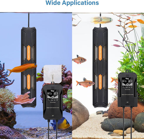 hygger Submersible Aquarium Heater - 100W/200W/300W/500W/800W with Over-Temperature Protection and Automatic Power-Off