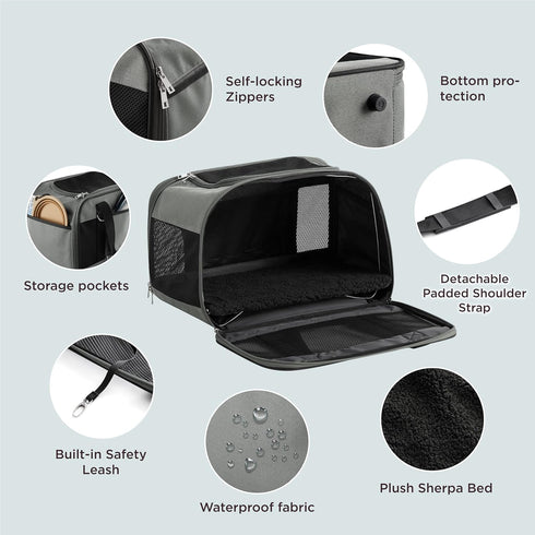 17.5x11x11 Lesure Cat Dog Carrier Airline Approved - Dog Carrier for Small Dogs Collapsible Soft Side TSA Approved
