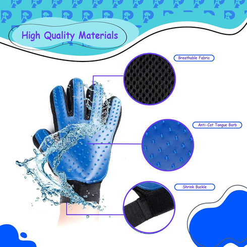 Dog Bath Gloves - Silicone Hair Removal Mittens for Dogs and Cats, Flexible Comfortable Adjustable Strap for All Hair