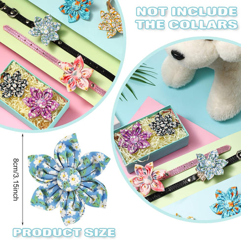 6 Pcs Dog Collar Flowers Accessory Removable Dog Collar Bow Attachment Floral Embellishment for Small Medium Large Dogs and Cats Pet Collars(Classic)