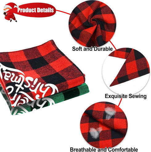 Malier 2 Pack Dog Bandanas, Christmas Classic Buffalo Plaid Triangle Bibs for Small Medium Large Dogs (Christmas 1,