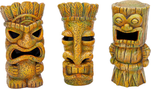 Pen-Plax RRT1A 1 Piece Aquarium Decorative Tiki's Assorted Resin Ornament, Small/4" by Penn-Plax