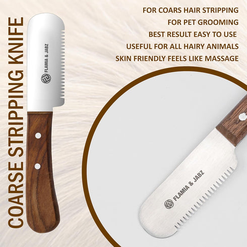 Trimmer Professional Dog Grooming Hand Stripping Knife, Stripper Tool, Red Meranti Wooded Handle non slip grip
