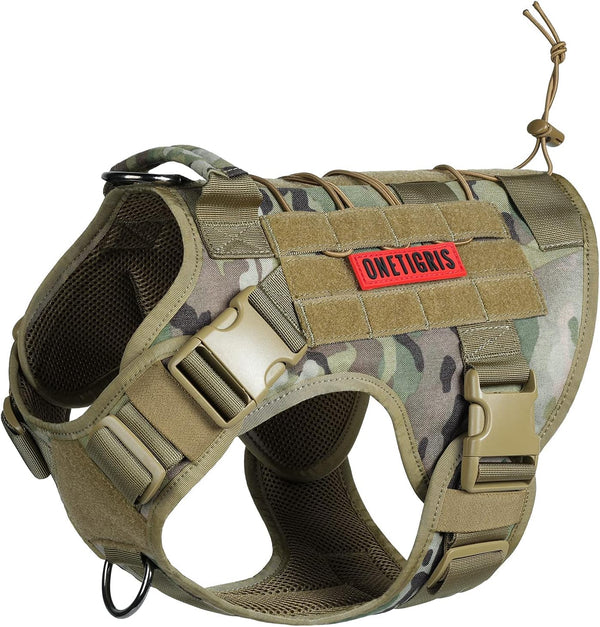 Tactical Dog Harness Vest with Handle, Adjustable No-Pull Service Dog Vest for Large Medium Dogs, Camo