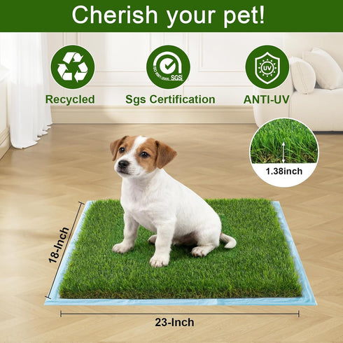 THREE ORANGES 2-Pack 18x23 Inch Washable Artificial Grass Pads for Dogs, Reusable Turf Mats, Realistic Grass for Indoor