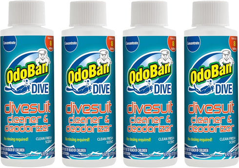 OdoBan Dive No-Rinse Wetsuit Cleaner Concentrate, 4-Pack, 4 Ounces Each