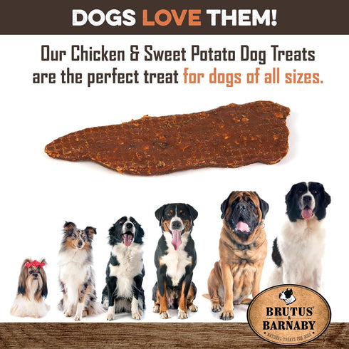 BRUTUS & BARNABY Chicken & Sweet Potato Jerky Dog Treats, Grain-Free, All Natural, High in Antioxidants