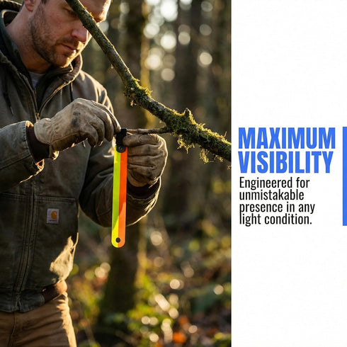 48-Pack 4" Little World High Visibility Reflective Trail Markers - Fluorescent Orange Clips for Hunting, Hiking