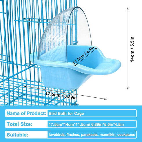 Bird Bath Box Hanging Birdbath Toy Parakeet Caged Bathing Tubs Parrot Bath Tub Water Shower Food Feeder Holder Tray