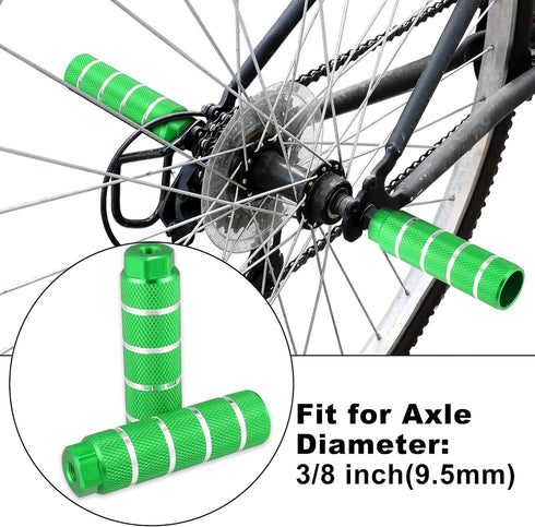 X AUTOHAUX 4pcs Aluminum Alloy Rear Foot Pegs, Universal Green Footrests for BMX MTB Bike Fit 3/8 Inch Axles